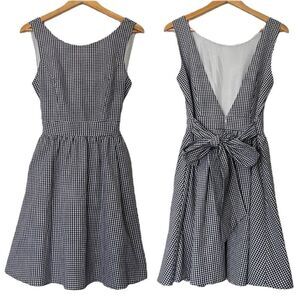 NWT Lauren James Emerson Black White Gingham Sleeveless Dress Low Back Medium